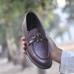 X-023: XeeGo Loafer with Bee Hardware - Brown