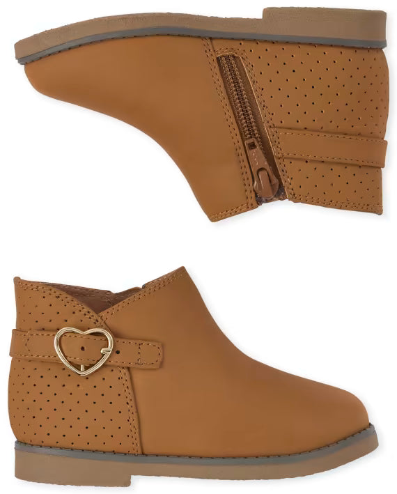 X-90 Heart Buckle Ankle Boots – Brown Comfort Fit