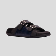 X-045 | Men’s Dual Buckle Comfort Slide – Black & Navy