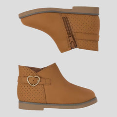 X-90 Heart Buckle Ankle Boots – Brown Comfort Fit