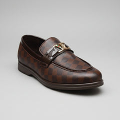 X-030: XeeGo Men's Brown Checkered Loafer - Brown Check