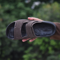 XeeGo Z-20 Comfort | Adjustable Dual-Strap Suede Slide - Coffee