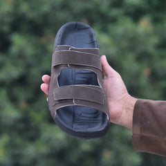 XeeGo Z-20 Comfort | Adjustable Dual-Strap Suede Slide - Coffee