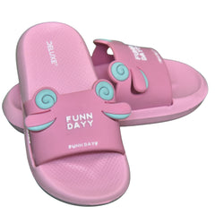 Kids 40 - FUNN DAYY Cartoon Slides – Kids Slippers (Pink)