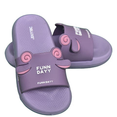 Kids 40 - FUNN DAYY Cartoon Slides – Kids Slippers (Purple)