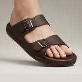 X 017 - XeeGo Dual Buckle Comfort Slides – Brown