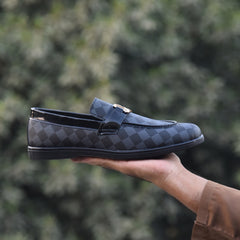 X-030: XeeGo Men's Black Checkered Loafer - Black Check