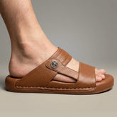 XeeGo X-35 | Premium Textured Leather Comfort Slide - Mustard
