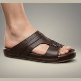 XeeGo X-033 | Premium Textured T-Strap Slide - Brown