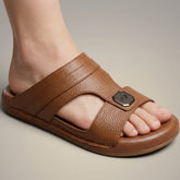 XeeGo X-033 | Premium Textured T-Strap Slide - Mustard