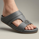 XeeGo X-033 | Premium Textured T-Strap Slide - Gray