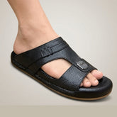 XeeGo X-033 | Premium Textured T-Strap Slide - Black