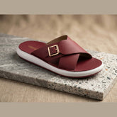 W M 70 - XeeGo Women’s Ultra-Light Buckle Slides - Deep Maroon