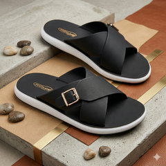 W M 70 - XeeGo Womenβs Ultra-Light Buckle Slides - Jet Black