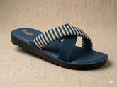 W M 80- XeeGo "Azure Breeze" Nautical Cross-Strap Slides- Mat Blue