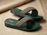 W M 80- XeeGo "Azure Breeze" Nautical Cross-Strap Slides- Green