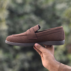 XeeGo X-004: Men's Perforated Suede Slip-On Loafer - Brown
