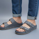 X 017 - XeeGo Dual Buckle Comfort Slides – Gray