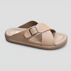 X 025 - XeeGo Cross Strap Comfort Slides – Beige