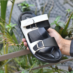 XeeGo X 14 - Men’s Premium Dual-Tone Buckle Sandals – Black & White
