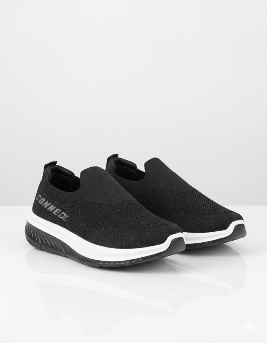 X 165-Men’s Knit Slip-On Sneakers – Lightweight Running Shoes- Black
