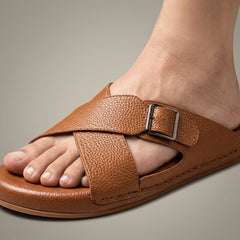 X 025 - XeeGo Cross Strap Comfort Slides – Mustard