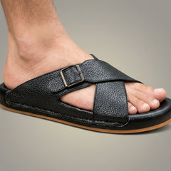 X 025 - XeeGo Cross Strap Comfort Slides – Black