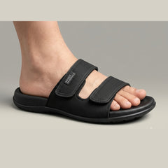 X 2109- Executive Comfort Dual-Strap Slides – Jet Black