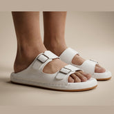 X 017 - XeeGo Dual Buckle Comfort Slides – White