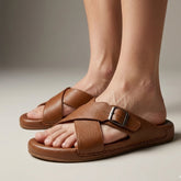 X 025 - XeeGo Cross Strap Comfort Slides – Mustard
