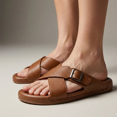 X 025 - XeeGo Cross Strap Comfort Slides – Mustard
