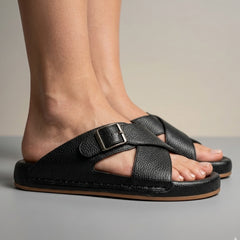X 025 - XeeGo Cross Strap Comfort Slides – Black