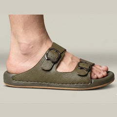 X 017 - XeeGo Dual Buckle Comfort Slides – Olive
