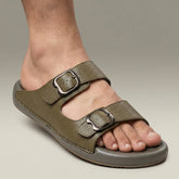 X 017 - XeeGo Dual Buckle Comfort Slides – Olive