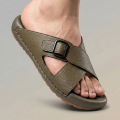 X 025 - XeeGo Cross Strap Comfort Slides – Olive