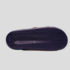 X-045 | Men’s Dual Buckle Comfort Slide – Navy & Brown