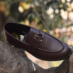 X-023: XeeGo Loafer with Bee Hardware - Brown
