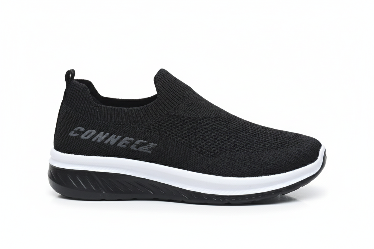 X 165-Men’s Knit Slip-On Sneakers – Lightweight Running Shoes- Black