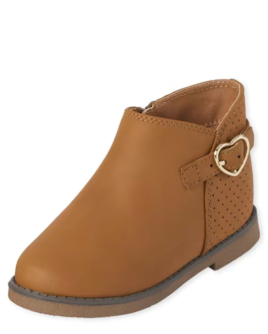 X-90 Heart Buckle Ankle Boots – Brown Comfort Fit