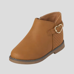 X-90 Heart Buckle Ankle Boots – Brown Comfort Fit