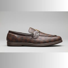 X-030: XeeGo Men's Brown Checkered Loafer - Brown Check