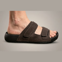 XeeGo Z-20 Comfort | Adjustable Dual-Strap Suede Slide - Coffee