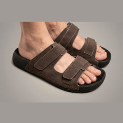 XeeGo Z-20 Comfort | Adjustable Dual-Strap Suede Slide - Coffee