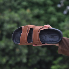 XeeGo Z-20 Comfort | Adjustable Dual-Strap Suede Slide - Tan