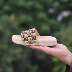 Kids 50 - Kids' Smiley Face Slides – Fun & Comfy Daily Wear- Beige