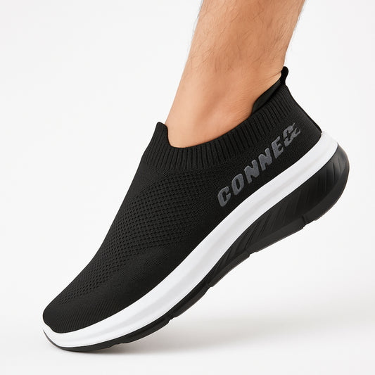 X 165-Men’s Knit Slip-On Sneakers – Lightweight Running Shoes- Black
