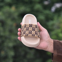 Kids 50 - Kids' Smiley Face Slides – Fun & Comfy Daily Wear- Beige