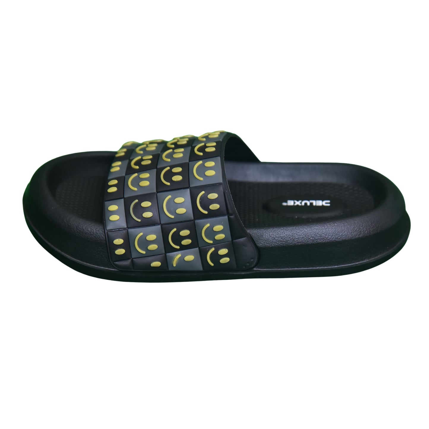 Kids 50 - Kids' Smiley Face Slides – Fun & Comfy Daily Wear- Black