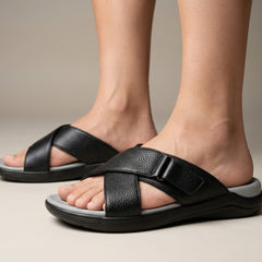 B8-1 - XeeGo Cross Strap Comfort Sandals – Black