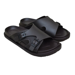 X 012- Men’s Adjustable Double Buckle Comfort Slides - Dark Brown